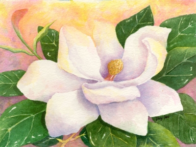 Sweet Magnolia II original watercolor painting by artist Fay Lee