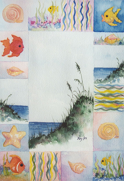 Fish and All II original watercolor painting by artist Fay Lee