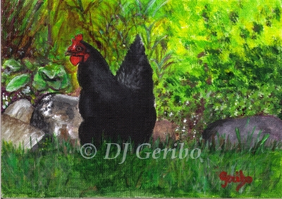 Daily Paintings Animals by artist DJ Geribo - Astralorp Hen Posed