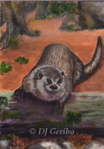 Daily Paintings Animals by artist DJ Geribo - Otter Logged