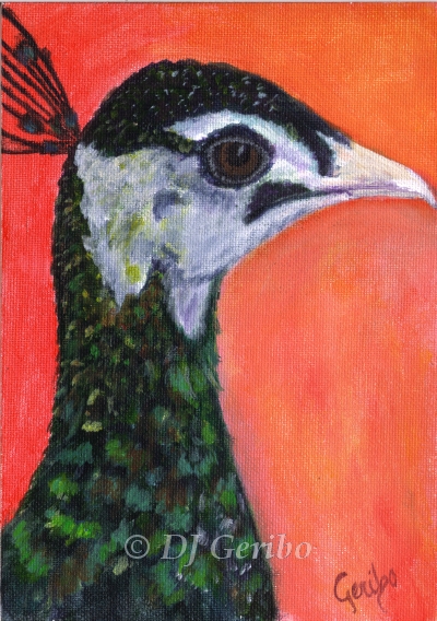 Daily Paintings Animals by artist DJ Geribo - Pretty Peacock