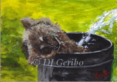 Daily Paintings Animals by artist DJ Geribo - Bear Bath Time