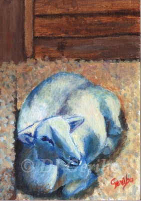 Blue Lamb - Daily Paintings Animals by artist DJ Geribo