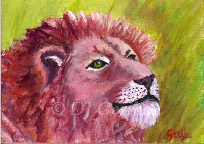 Lion Sunning - Daily Paintings Animals by artist DJ Geribo