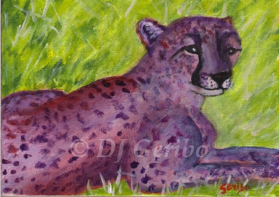 Cheetah Lounging - Daily Paintings Animals by artist DJ Geribo
