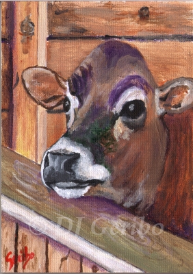 Big Brown Cow Eyes - Daily Paintings Animals by artist DJ Geribo