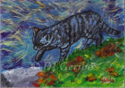Camouflaged Kitty - Daily Paintings Animals by artist DJ Geribo