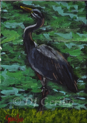 Cool Great Blue Heron - Daily Paintings Animals by artist DJ Geribo