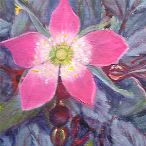 Old Fashioned Rose Bloom - original acrylic painting by artist DJ Geribo - detail
