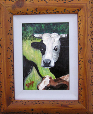 The Boss Original Miniature Oil Painting by artist DJ Geribo arrives framed and ready-to-hang
