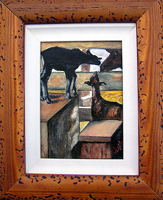 Bonding Original Miniature Oil Painting by artist DJ Geribo arrives framed and ready-to-hang