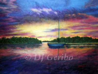 In the Bay Original Oil Painting by Artist DJ Geribo