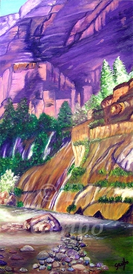 Canyon Colors Original Oil Painting by Artist DJ Geribo detail